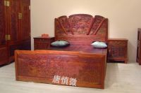 红酸枝花鸟书卷床