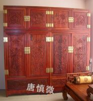 红酸枝花鸟顶箱柜